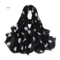 Sciarpa lunga in chiffon a pois neri e bianchi, tessuto leggero, elegante accessorio per il collo. - Nero E Bianco Punto 189#