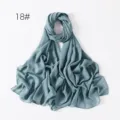 Solid color shimmering glitter chiffon hijab scarf in blue green variant 18 for women fashion. - 18#