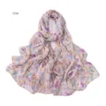 Dettaglio sciarpa chiffon rosa, foulard stampa floreale leggero, lunga stola elegante. - Floreale Rosa 193#