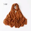 Women solid color shimmer chiffon hijab long scarf sparkly Muslim head wrap shawl - 14#