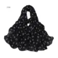 Sciarpa lunga in chiffon con stampa di faccine sorridenti nero e bianco hijab donna. - 200#