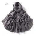 Solid color linen breathable gauze shawl sun protection women scarf lightweight casual wrap - Gray