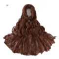Detailed view of the brown crinkled solid color breathable lightweight scarf fabric texture. - 3#