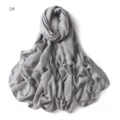 Detailed view of the lightweight solid grey modal breathable shawl scarf fabric texture. - Gray #1