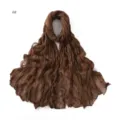 Detailed view of women crinkled voile scarf brown lightweight breathable fabric accessory - 4#