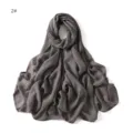 Soft solid color modal cotton scarf breathable hijab shawl drape elegant dark grey accessory - Dark Gray #2