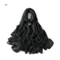 Details of the solid black modal breathable shawl scarf, showing lightweight texture and drape. - Black #3