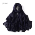 Detailed close-up of a dark blue modal soft breathable solid color scarf shawl fabric. - Navy #4
