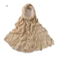 Solid color lightweight crinkle cotton linen scarf breathable thin women hijab shawl - 8#