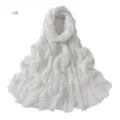 Detailed view of the white crinkled lightweight scarf, featuring soft breathable fabric. - 10#