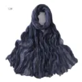 Solid color breathable crinkle cotton linen scarf for women, lightweight and elegant hijab style. - 12#