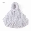 Detailed view of solid white modal breathable hijab shawl, lightweight soft cotton scarf. - White #12