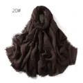 Solid color crinkled cotton linen scarf shawl breathable sun protection head wrap hijab - Dark Brown