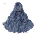 Blue-grey crinkled cotton linen breathable lightweight women scarf shawl solid color - 15#