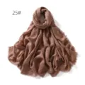 Solid color casual cotton linen breathable scarf fringed shawl for women daily wear - Brown
