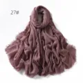 Solid color cotton linen breathable fringed scarf shawl sun protection hijab for women. - Dusty Pink