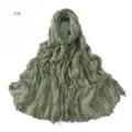 Light green crinkled cotton linen scarf, breathable thin spring autumn women wrap detail. - 20#