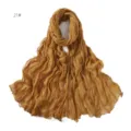 Women solid color crinkle cotton linen scarf breathable lightweight shawl wrap style 21# - 21#