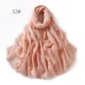 Solid color cotton linen breathable scarf shawl for women, lightweight summer sun protection wrap. - Beige
