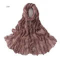 Detail shot of lightweight crinkled solid color scarf hijab breathable fabric texture display - Code 26