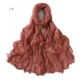 Women lightweight solid color crinkle cotton linen scarf breathable spring autumn shawl - Code 27
