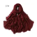 Solid color tassel cotton linen scarf women breathable lightweight shawl hijab wrap headscarf - Dark Red