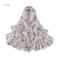 Sciarpa in chiffon con stampa floreale vintage, foulard lungo leggero da donna per look quotidiano. - Stile 221#
