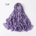 Shimmering chiffon long scarf for women, elegant glitter hijab and head wrap in solid purple color. - 16#