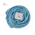Sky-blue mercerized cotton long scarf with strong hijab magnet button set, elegant. - Sky Blue