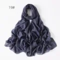 Women sparkling silver shimmering chiffon hijab long scarf Muslim head wrap elegant new fashion - 19#