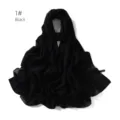 Schwarzer Chiffon Hijab Schal Detailansicht, weicher Drapierungsstoff und feine Kante. - Stil 1