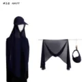 Chiffon Sun Visor Hat and Scarf Two-Piece Set Navy Blue Outdoor Sun Protection Hood Cap - #18 Navy