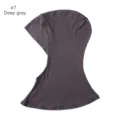 Modal hijab inner cap detail shot, deep grey color, high elasticity fabric close-up view. - Dark Gray