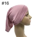 Damen Modal Hijab Unterziehkappe elastische einfarbige islamische Haube Kopftuch Tuch. - Cyan