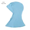Detail view of sky blue modal hijab under-scarf cap, soft elastic fabric, clear stitching. - Sky Blue