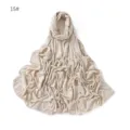 Solid color modal jersey hijab scarf detail view, soft long headscarf for women daily wear. - Beige Apricot