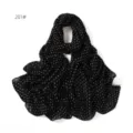 Close-up view of black chiffon scarf with delicate white diamond dot patterns and soft texture. - 201#