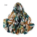 Chiffon printed scarf abstract brushstroke design fashion versatile sun protection shawl - Style 34 Pink Floral