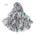 Floral printed chiffon scarf, soft lightweight summer sun protection shawl for daily wear. - Style 42 Blue Fruits