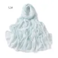 Detailed view of light blue chiffon scarf fabric, showing soft draping and fresh print pattern. - Style 52 Beige Leaf