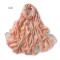 Chiffon printed scarf, lightweight summer sun protection shawl, elegant abstract design fashion hijab. - Style 54 Blue Tropical Print