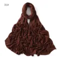 Solid Color Modal Hijab Scarf Soft Jersey Long Headwrap Detail View Rich Brown 31# - Dark Brown