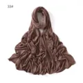 Solid color modal scarf detail view, elegant drape and soft fabric texture, style 33. - Brown