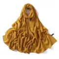 Solid color chiffon hijab scarf, soft draped long headscarf for women daily elegant wear. - 17# Mustard Yellow