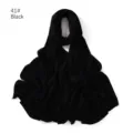 Solid color modal long scarf hijab, black jersey fabric detail view, versatile fashion accessory. - Black