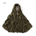 Detail shot of solid color modal jersey hijab scarf, soft drape fabric closeup view. - Olive Green