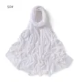 Plain white modal jersey hijab scarf detail view, soft lightweight long Muslim head wrap. - White
