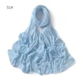 Light blue modal jersey hijab scarf detail, soft breathable plain long headscarf fabric. - Light Blue
