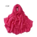 Solid color encrypted linen breathable scarf shawl, lightweight summer sun protection fringe hijab. - Rose Red