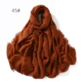 Solid Color Crinkled Cotton Linen Scarf Sunscreen Breathable Shawl Fringe Headscarf - Red